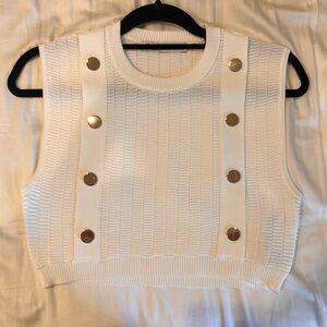 ZARA WHITE GOLD BUTTON CROP TOP